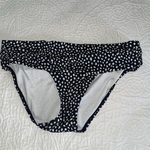 Victoria's Secret  Black White Dot Heavenly Bikini Bottom Sz S Ruched Foldover